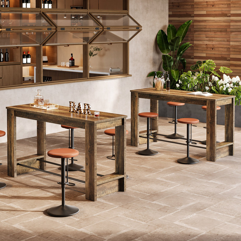 63'' High Top Pub Table with Metal Footrests