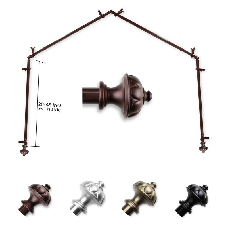 Tringle à rideaux simple ajustable avec baie vitrée Madalynn, Cacao, 28 po à 48 po (chaque côté)
