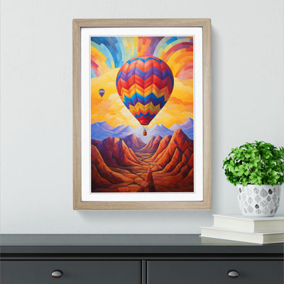 Hot Air Balloon Abstract - Single Picture Frame Print on Wood