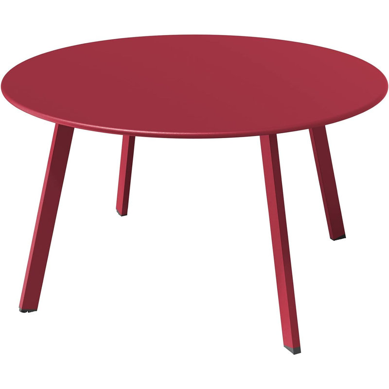 Table basse ronde en acier pour patio, grande table d'appoint extérieure résistante aux intempéries, l 27,5 po x P 27,5 po