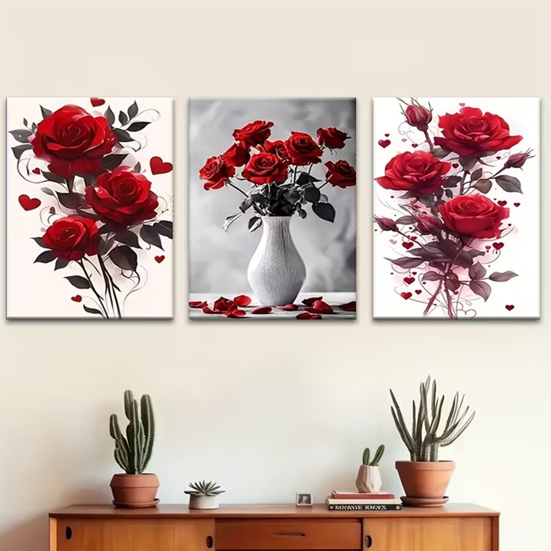 3 Piece Wrapped Canvas Print, 30 cm H x 60 cm W