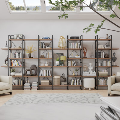 Lotus Home Modern Designed Style Walnut Display Bookshelves