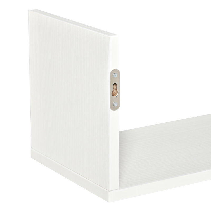 Hachaliah Set of 3 Wooden Floating Shelves Wall Mount CD DVD Storage Display White