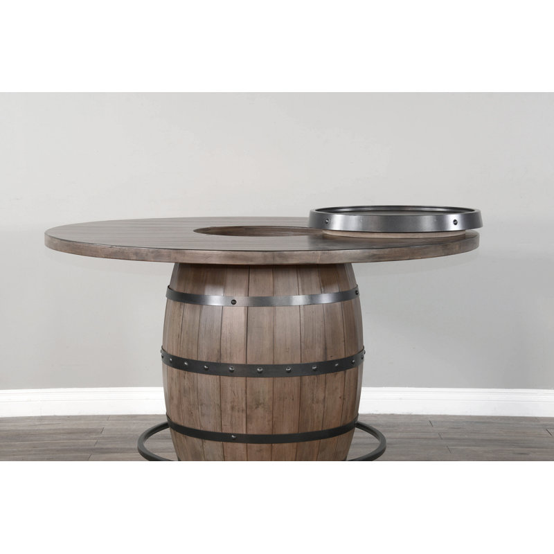 54" Round Wine Barrel Pub Table Set, Brown