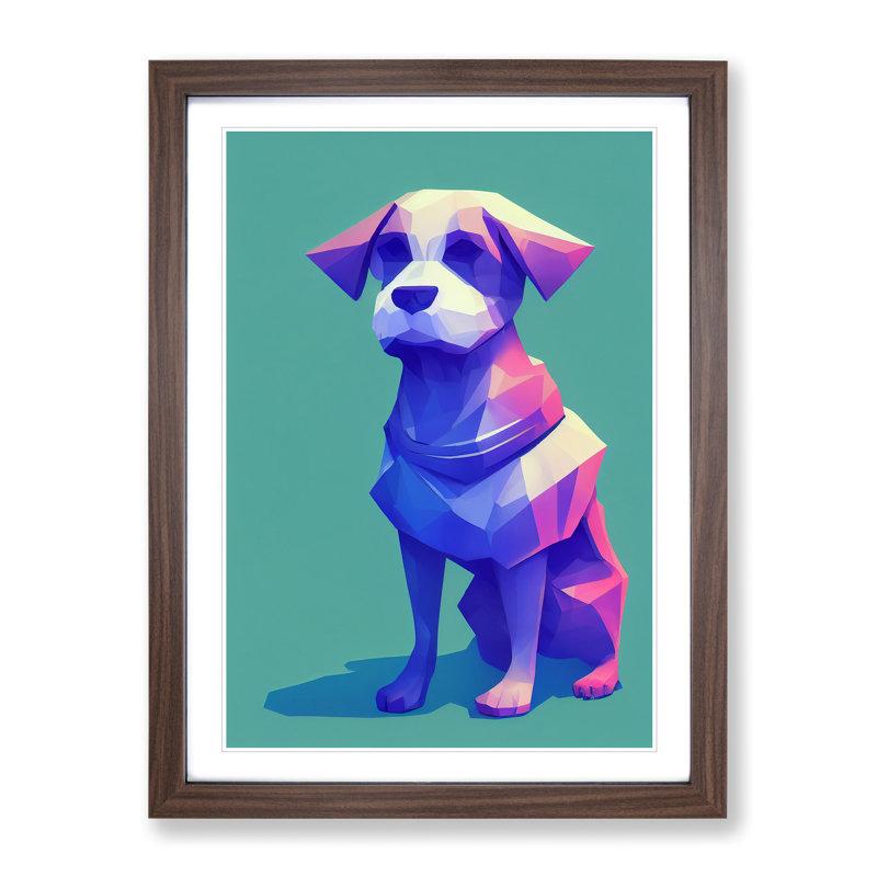 Sitting Dog No.1 Abstract - Framed Print, 34cm H x 25cm W x 2cm D, Walnut
