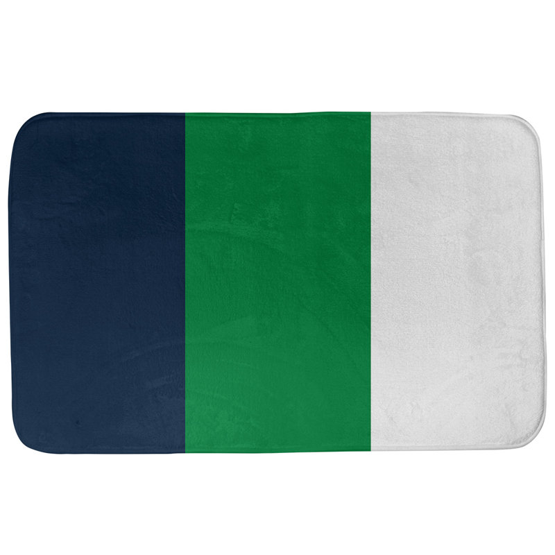 Memory Foam Non-Slip Bath Rug, 17" W x 24" L, Blue/Green