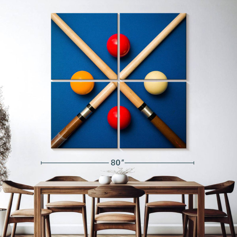 Balle et bâtons de billard Senne, H 74 po x l 74 po