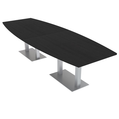 Table de conférence en forme de bateau avec base en métal double