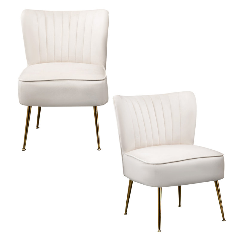 Brumm Velvet Side Chair, Beige