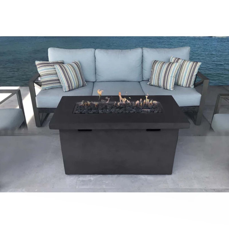 Table de foyer d'extérieur au propane en béton renforcé de fibres, Gris anthracite