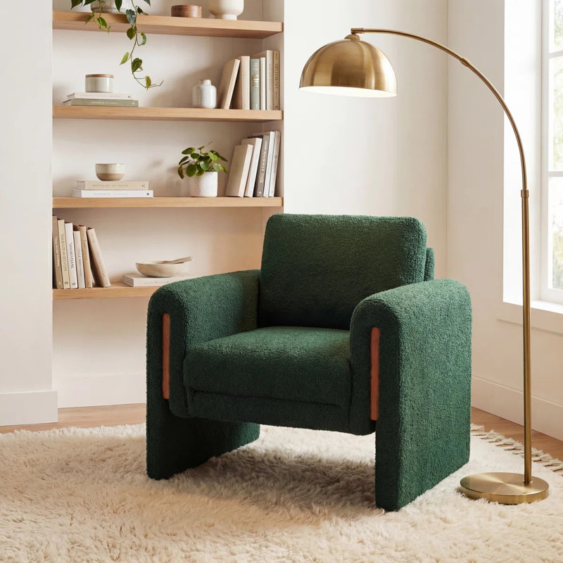 Chaise longue rembourrée Modern Bouclé Accent