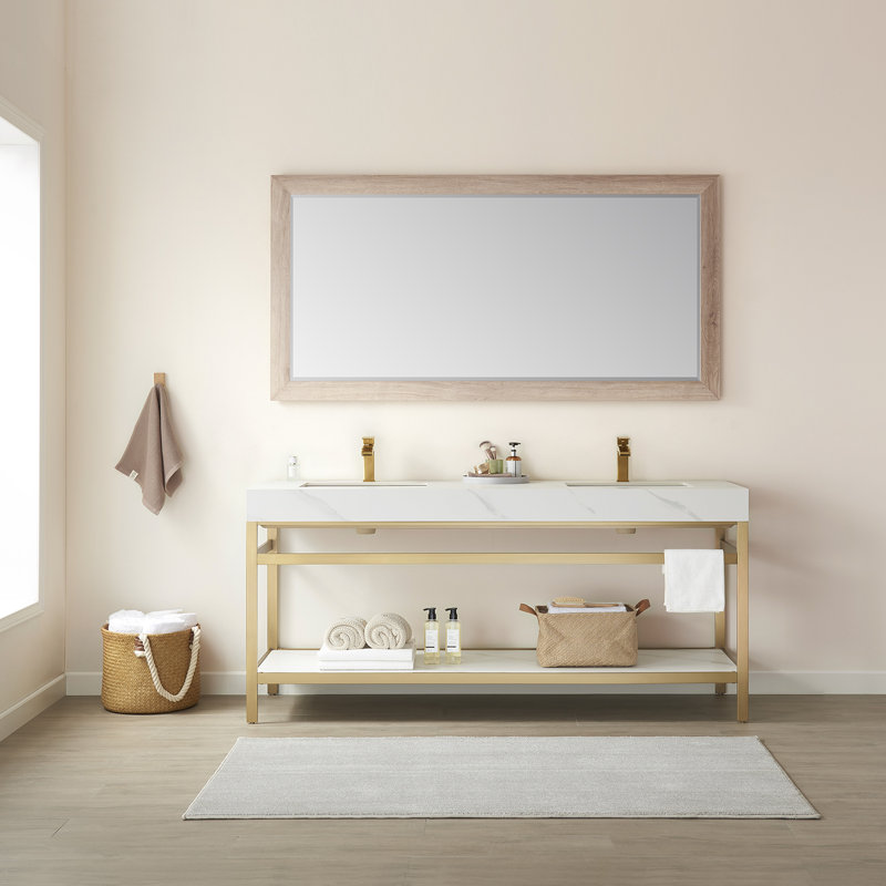 Engineered Wood Wall Mirror, 36" x 24", Mexican Oak
