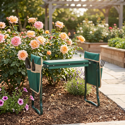 Garden Kneeler and Seat with EVA Pad, Heavy Duty Folding & Portable Gardener Stool with 2 Tool Bag, Portable Garden Bench, Gardening Gifts for Mom, Dad, Seniors, Grandparents, Green
