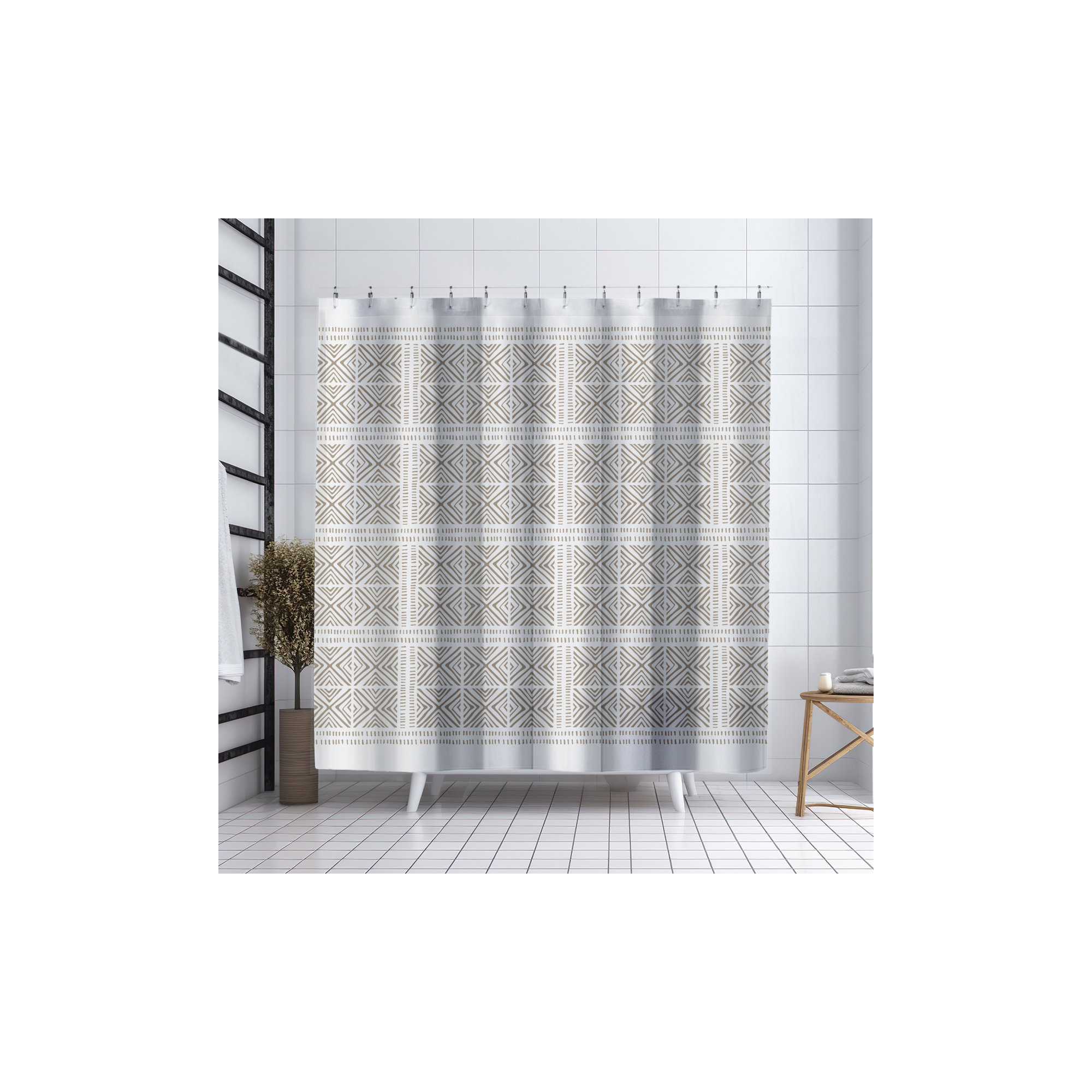 Thora Tribal Shower Curtain, ThoraTribal Beige