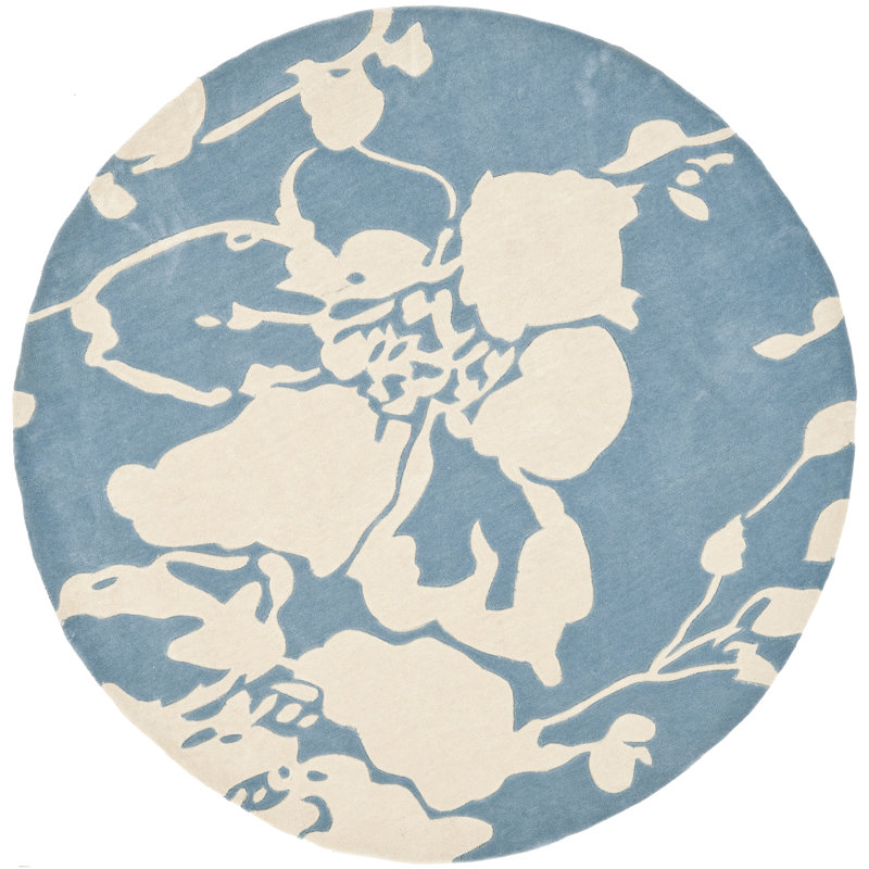 Modern Art Hand Tufted Performance Floral Rug, Round 7'
