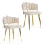Ensemble de chaises de salle à manger élégantes en velours capitonné et dossier tressé avec pieds en métal-317598100-317598102