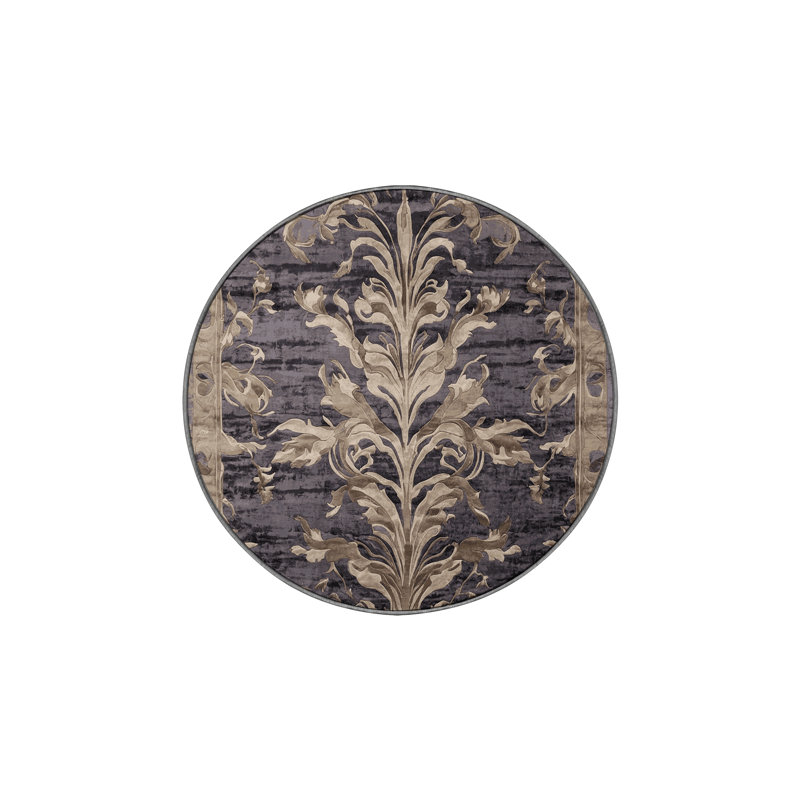 Machine Washable Gray Area Rug, Round 8'