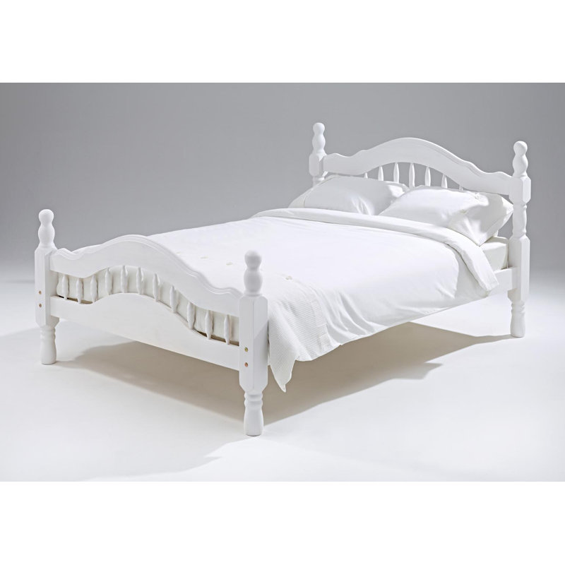 Solid Wood Bed, Double (4'6), White