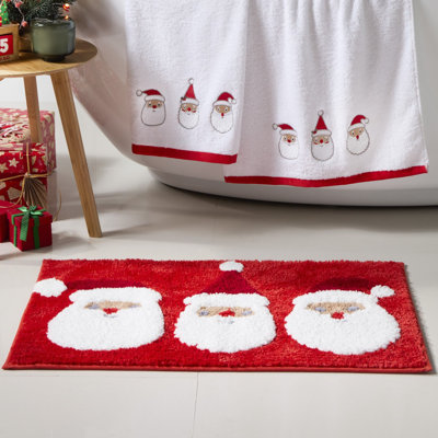 Annalis Jolly Santa 100% Polyester Rectangle Bath Mat