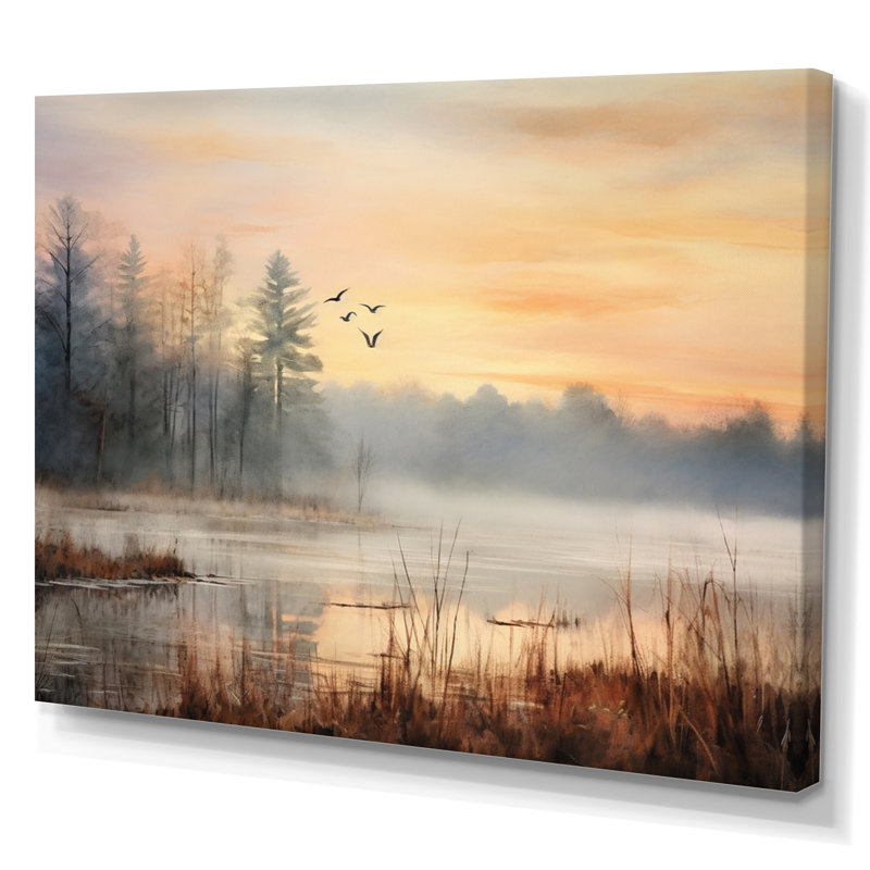 Misty Morning Sky Photo IV - Décoration murale ciel, H 12 po x l 20 po x P 1 po, Toile tendue