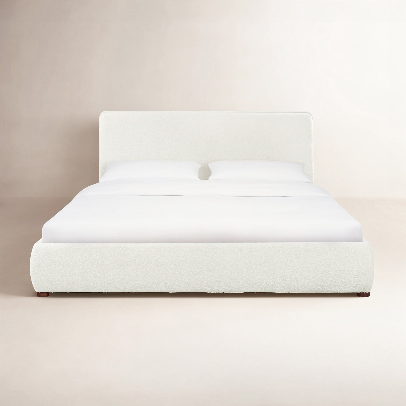 Callahan Linen Upholstered Bed, King, Ivory Boucle