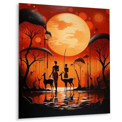 «Full Moon Simplicity Gazelles By The Pind», art mural africain