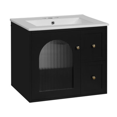 Ensemble de meuble-lavabo mural pour petit espace avec lavabo en céramique
