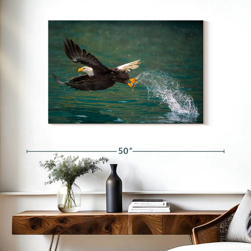 Brampt Eagle Catching Prey, 26" H x 39" W