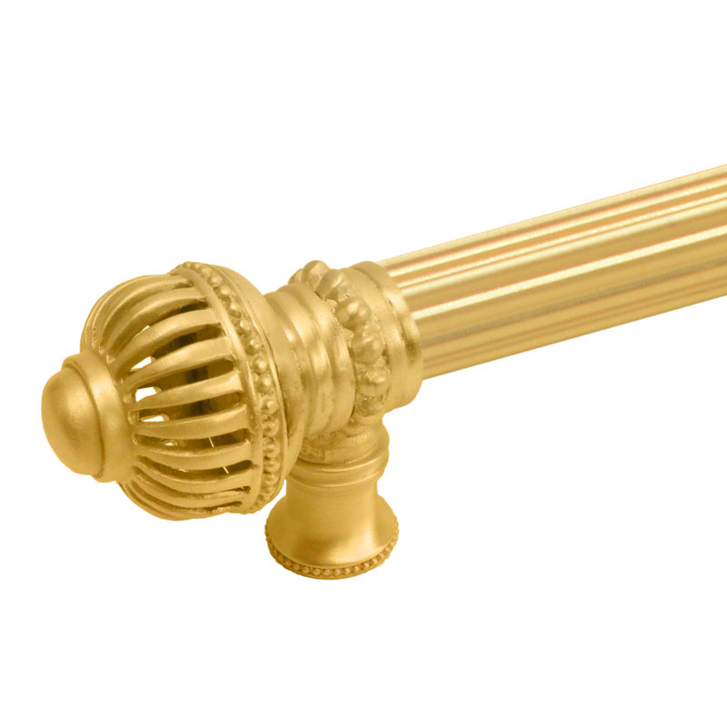 Cricket Cage 6 inches c.c. with 5/8 reeded center long pull large finial in Antique Brass, Gold, 6"