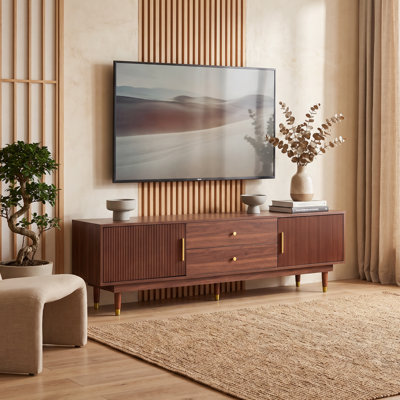 78.7“ Mid-Century Modern Entertainment Center for TVs Over 60 Inches, TV Console Featuring 2 Storage Cabinets and 2 Drawers