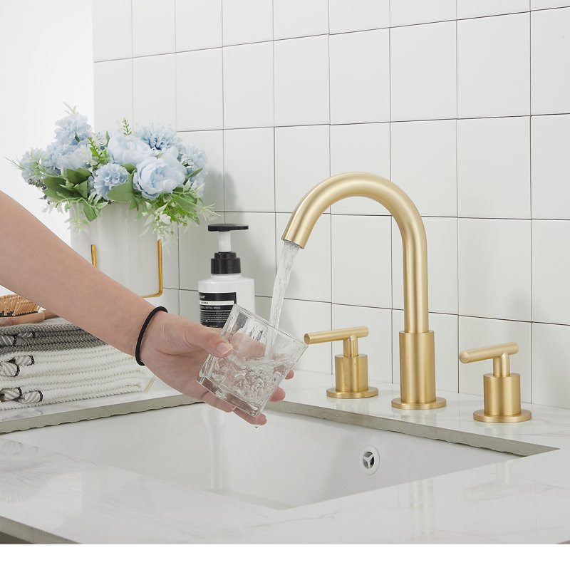Widespread Bathroom Sink Faucet, Brushed Gold