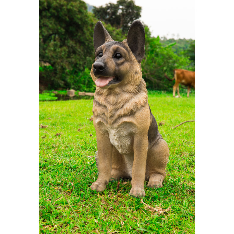 Sitting German Shepherd Statue, 15.55" H x 7.87" W x 12.4" D