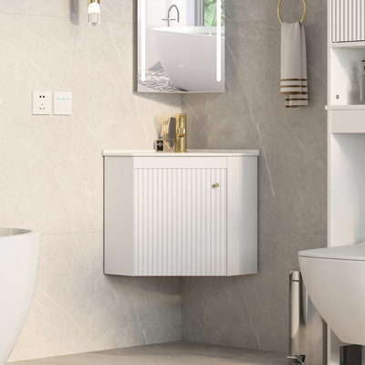 Ensemble de meuble-lavabo de coin simple 24 po avec plateau en céramique 24 po