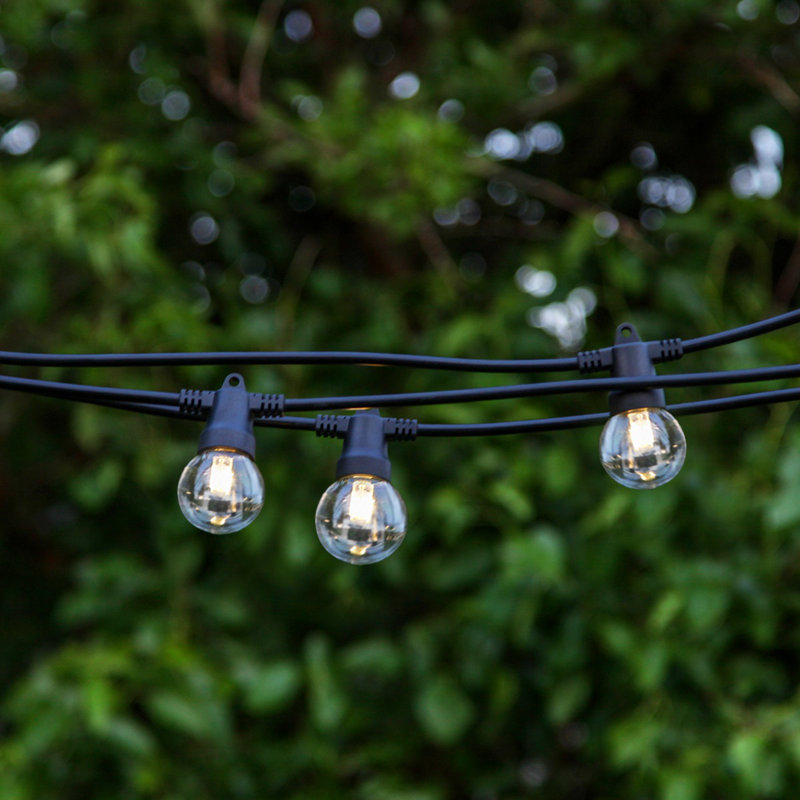 Pro 12-Light 27 ft. Outdoor Solar LED 1-Watt White Bulb String Lights, Globe