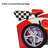 Twin Size Race Car Bed with LED Light Wheels, Red Car-Shaped Headboard & Wooden Platform Frame for Kids-1793713434
