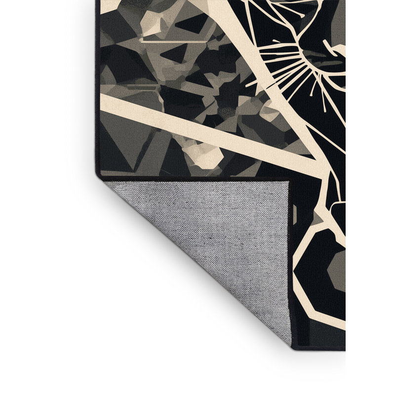 Machine Washable Pantelia Jaguar Modern Geometric Rug in Black – Black Binding, 6x9