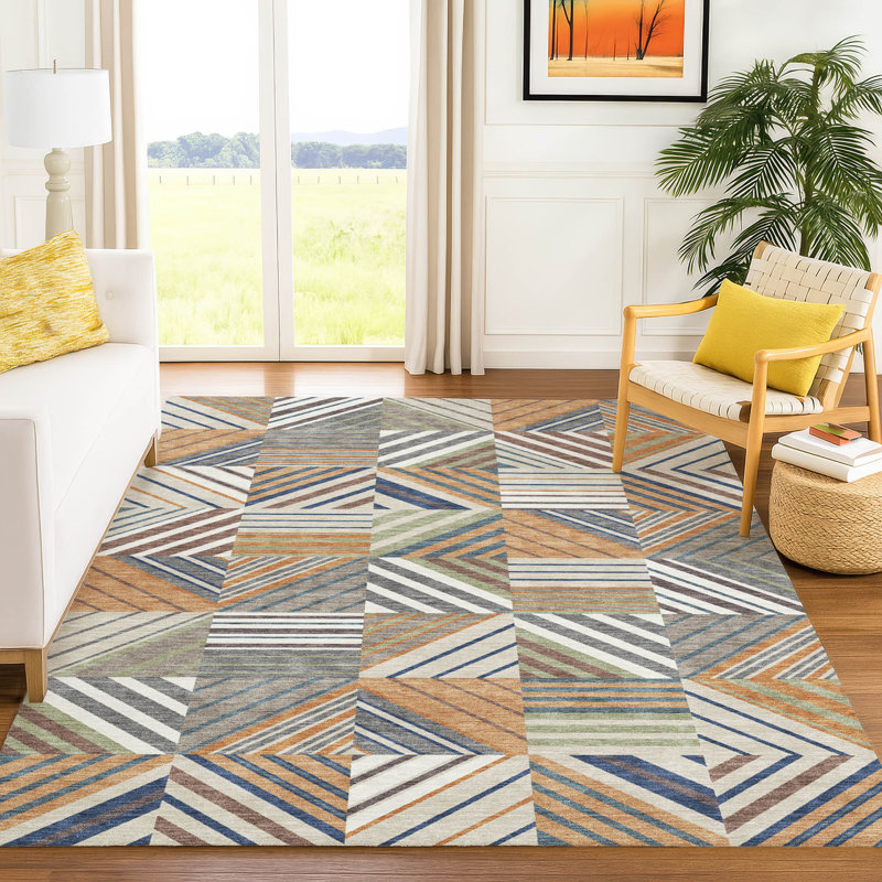Tapis intérieur / extérieur lavable à la machine Lanphear ACN2399, Rectangulaire 8 pi x 10 pi