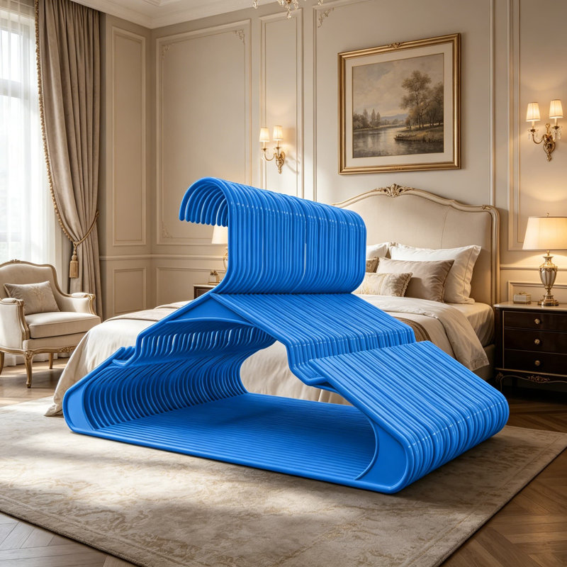 Cintres en plastique minces avec rainures d'épaule - Organisateurs de placard durables et robustes pour une efficacité de rangement maximale - Paquet de 50