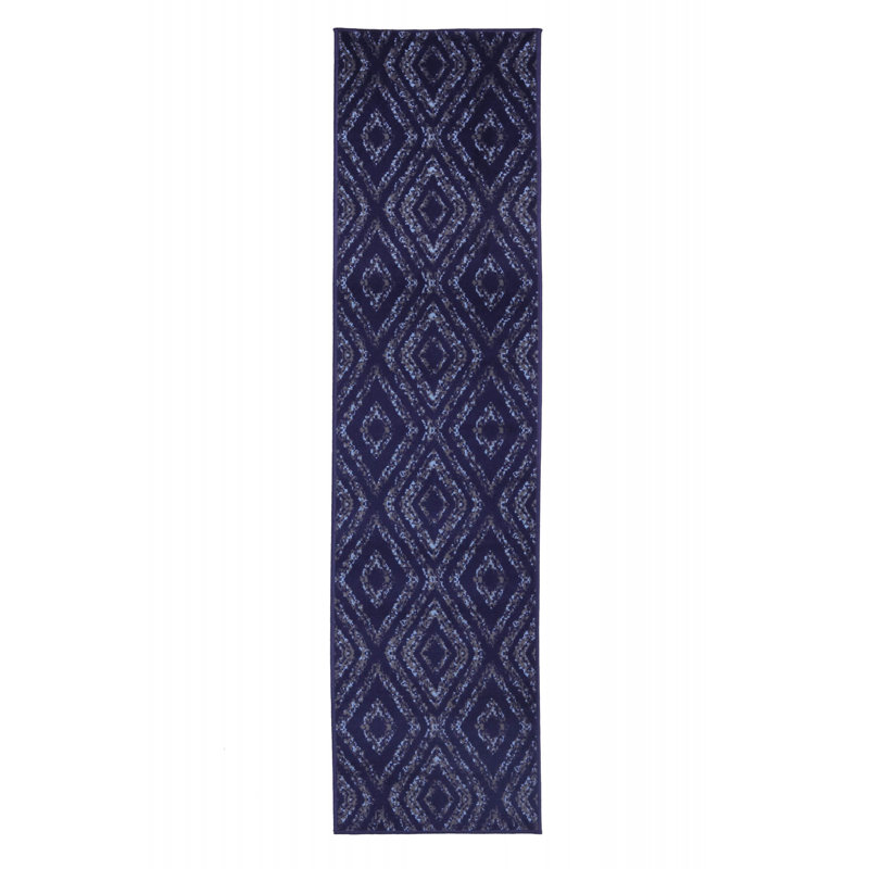 Tapis bleu marine Gofried, Tapis de couloir 2 pi x 8 pi