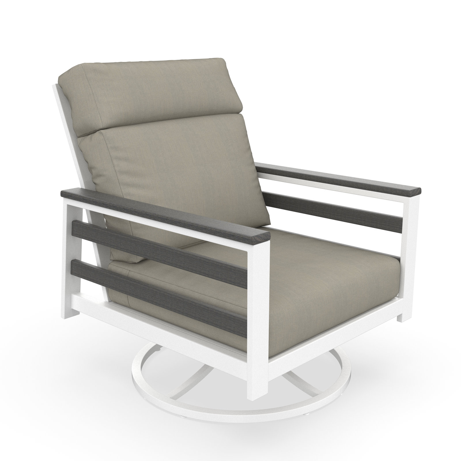 Townsend Sunbrella® Swivel Patio Lounge Chair, Spectrum Dove, Gray/White