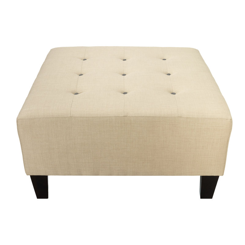 Emerson Upholstered Ottoman, Charcoal, Beige