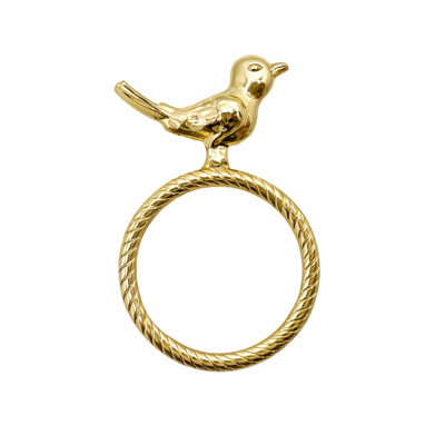 Elegant Gold Bird Metal Napkin Rings With Twisted Rope Design, Set Of 4
