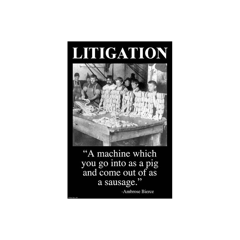 « litige » par wilbur pierce, affiche rétro, H 42 po x l 28 po
