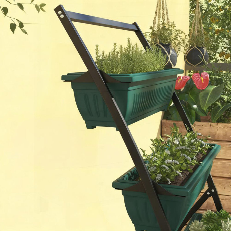 4-Tier Vertical Raised Garden Planter with 4 Boxes, Ideal for Small Spaces and Easy Plant Care, Vert