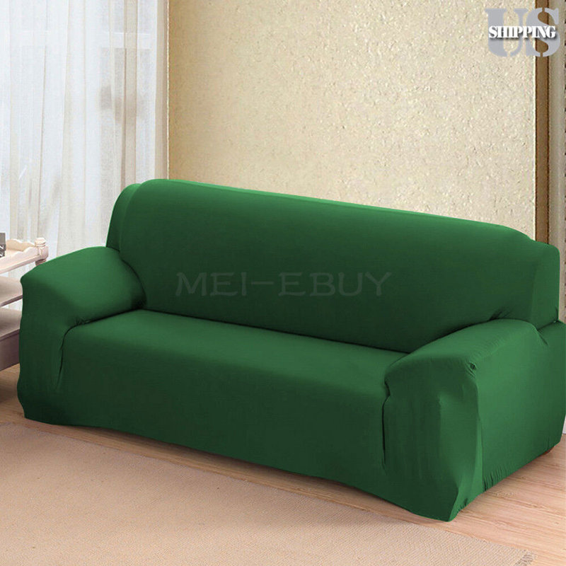 Housse pour canapé extensible 3 places, Vert foncé, H 45 po x l 72 po x P 30 po