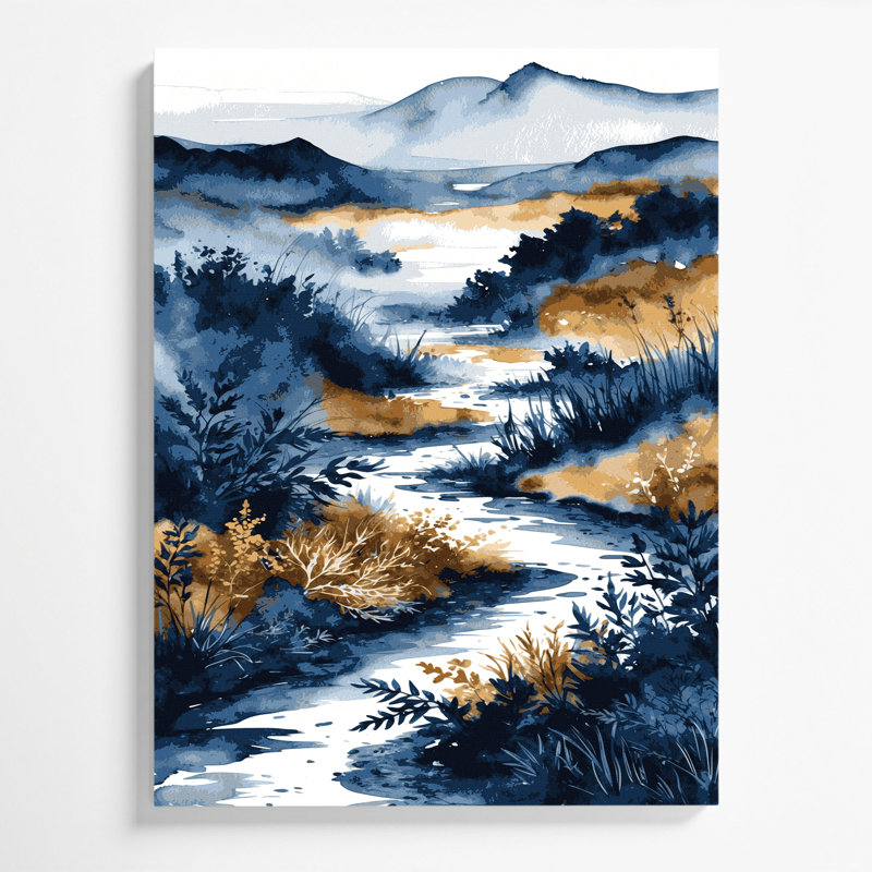 «Watercolor Landscape 64», art mural sur toile blanche, H 11 po x l 14 po