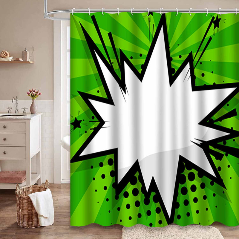 Rideau de douche vert avec 12 crochets, L 72 po x l 78 po
