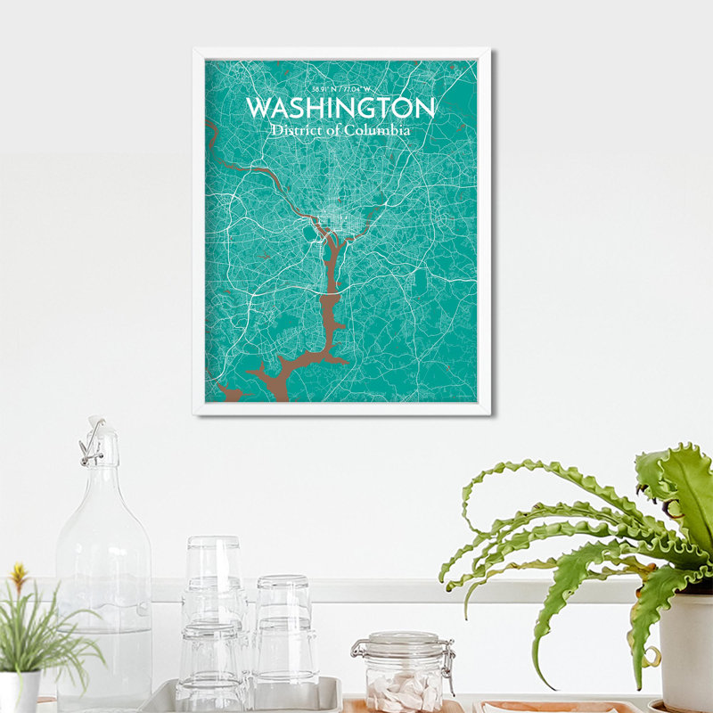 Washington - impression sur toile tendue, Vert / brun, 36" H x 24"W