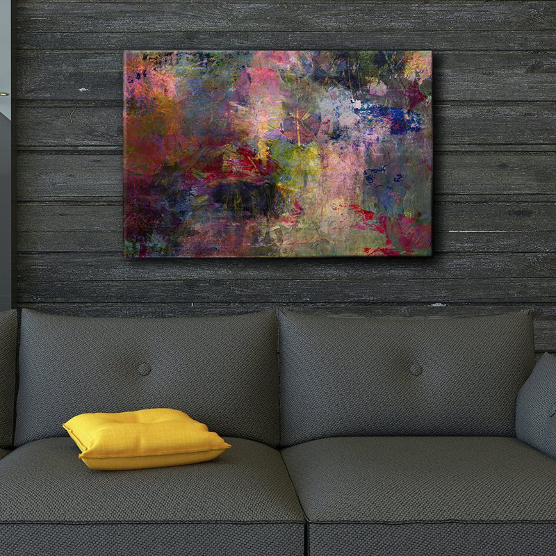 «Vibrant And Colorful Splattered», peinture à l'aquarelle sur toile, H 32 po x l 48 po x P 1,5 po