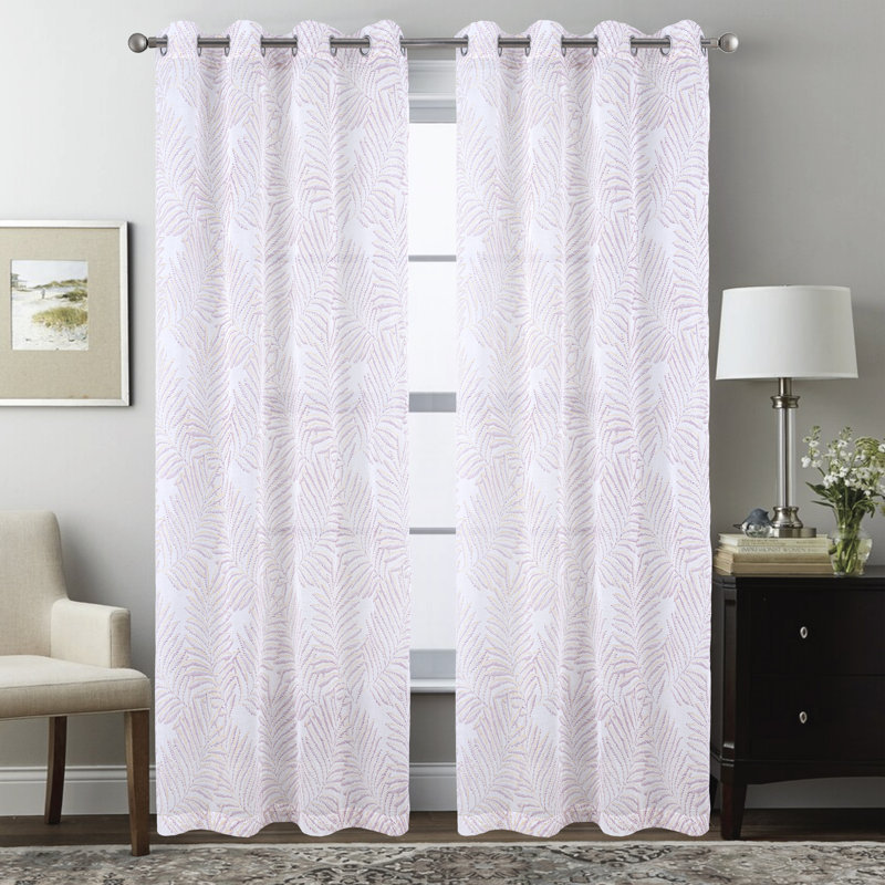 Panneau de rideau de fenêtre semi-transparent Faye, L 54 po x L 84 po, Rose